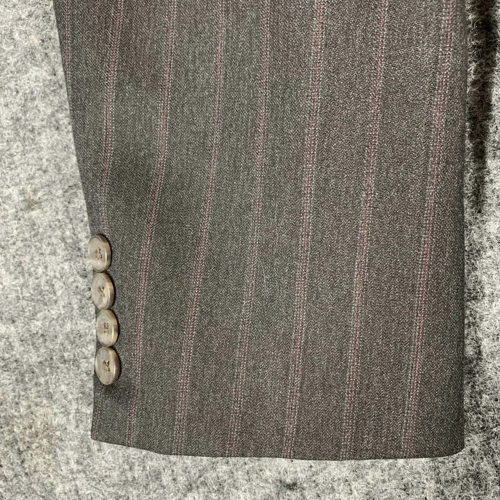 Tom James Innocenti Blazer Mens 42 Gray Striped Lined Hand Tailored Sports‎ Coat